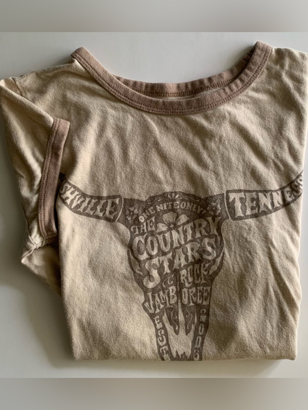 Hollister Country Stars Western Graphic Cropped Ringer Tee Top Shirt Sz XS